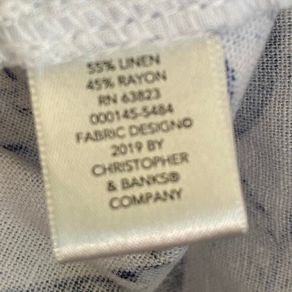 CHRISTOPHER & BANKS Cropped Pants Linen Blend M Floral Print Pull-On Beachy - Picture 5 of 7